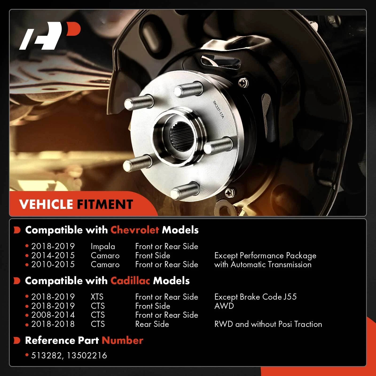 2X Wheel Hub & Bearing Assembly for Chevy Impala Camaro