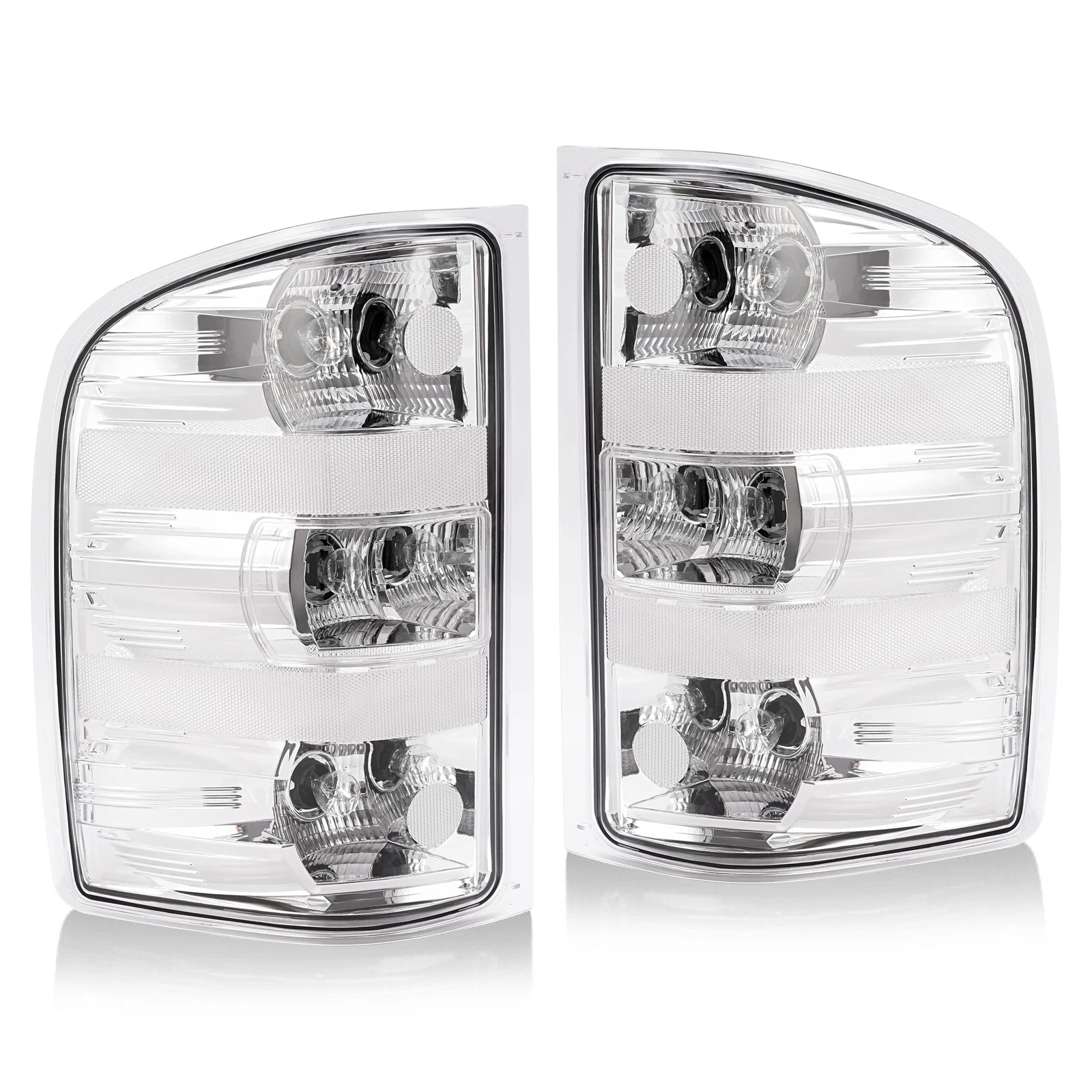 Chrome Tail Lights with Bulb for Chevy Silverado 1500 2500HD 3500HD (2007–2014)