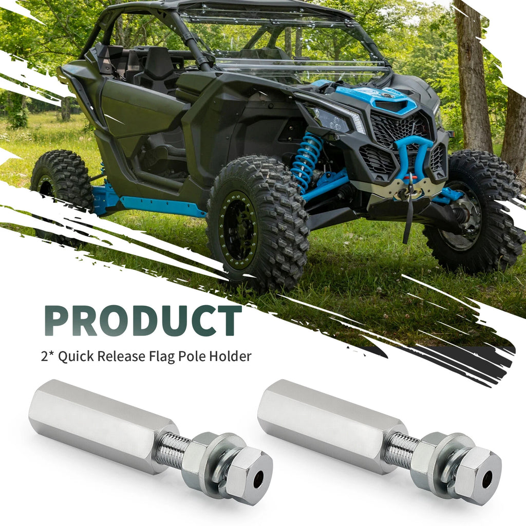 2X Quick Release Flag Pole Holder Mount 1/4" for ATV UTV Motorcycle Dirt Bike
