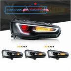 2X LED Headlights for Mitsubishi Lancer & EVO X (2008-2017) Red Eye DRL
