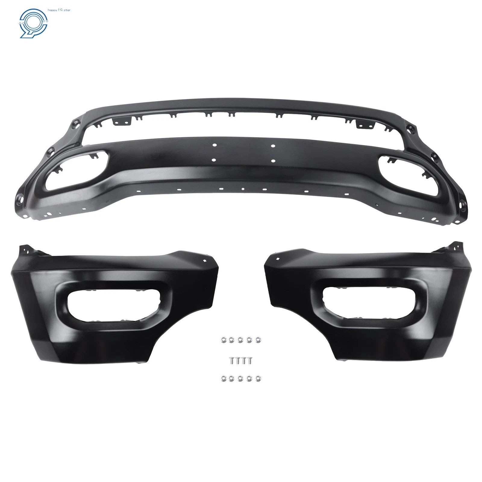 Front Bumper for Ram 1500 (2019–2024) Black Steel with Fog Light Hole
