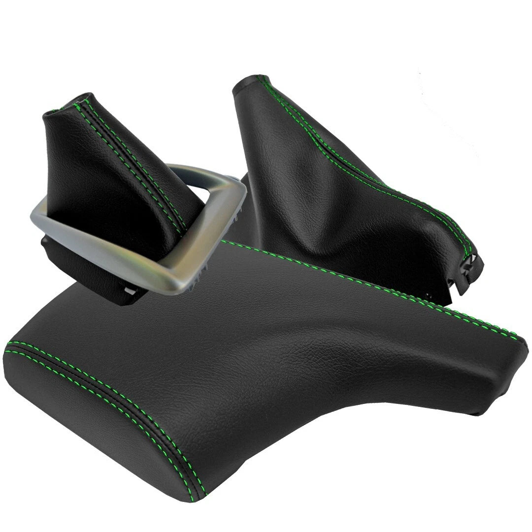 Leather Console Automatic & Brake Boot for Mazda 3 (2014–2016) Green Stitch