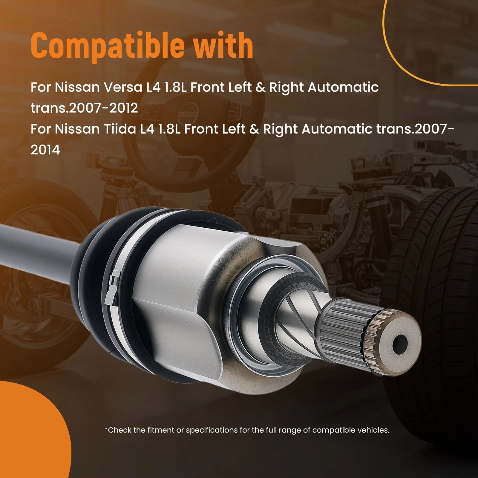 CV Axle Shafts Assembly Set of 2 for Nissan Versa (2009–2012)