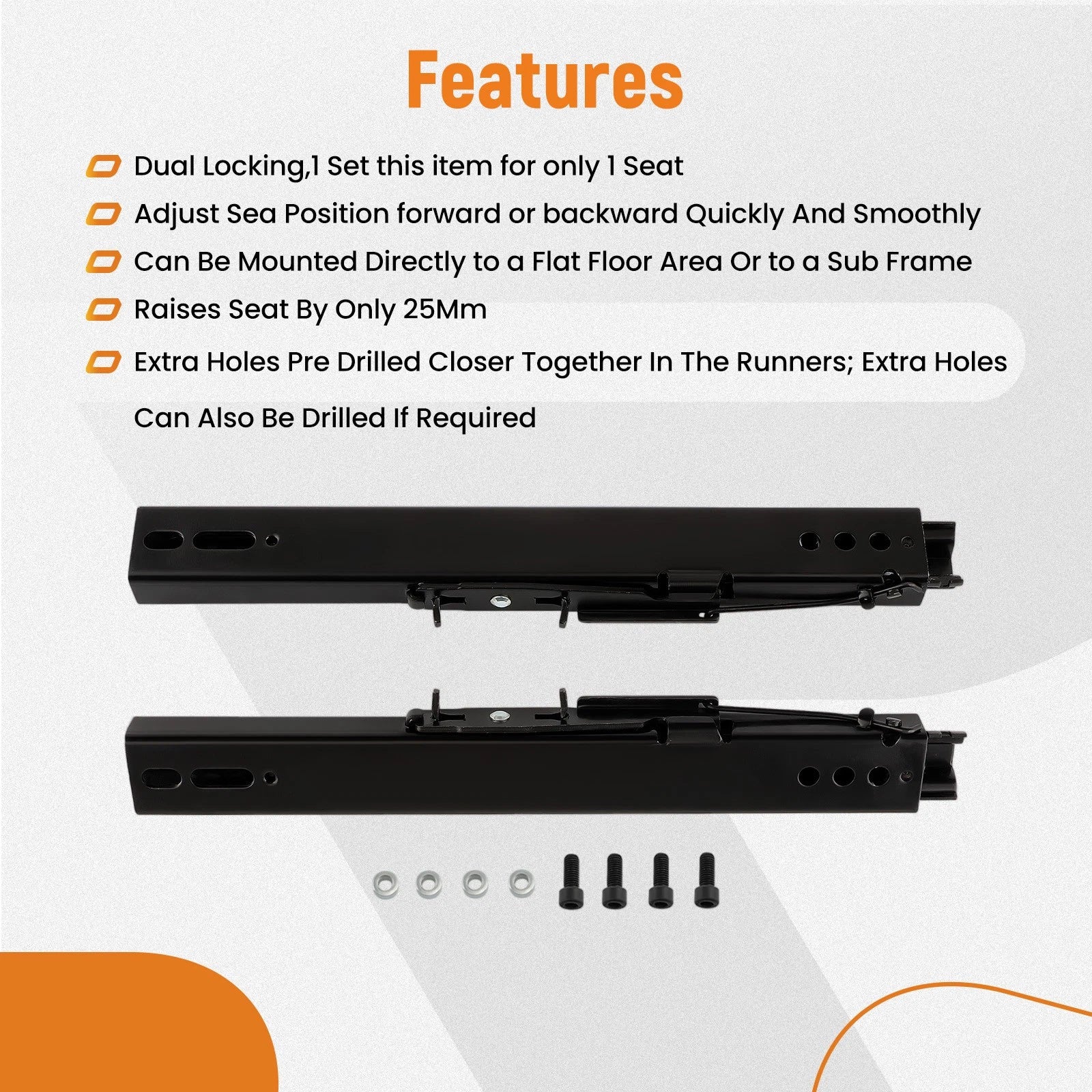 1PC Universal Racing Dual Seat Slider Locking Base Brackets Kit Black