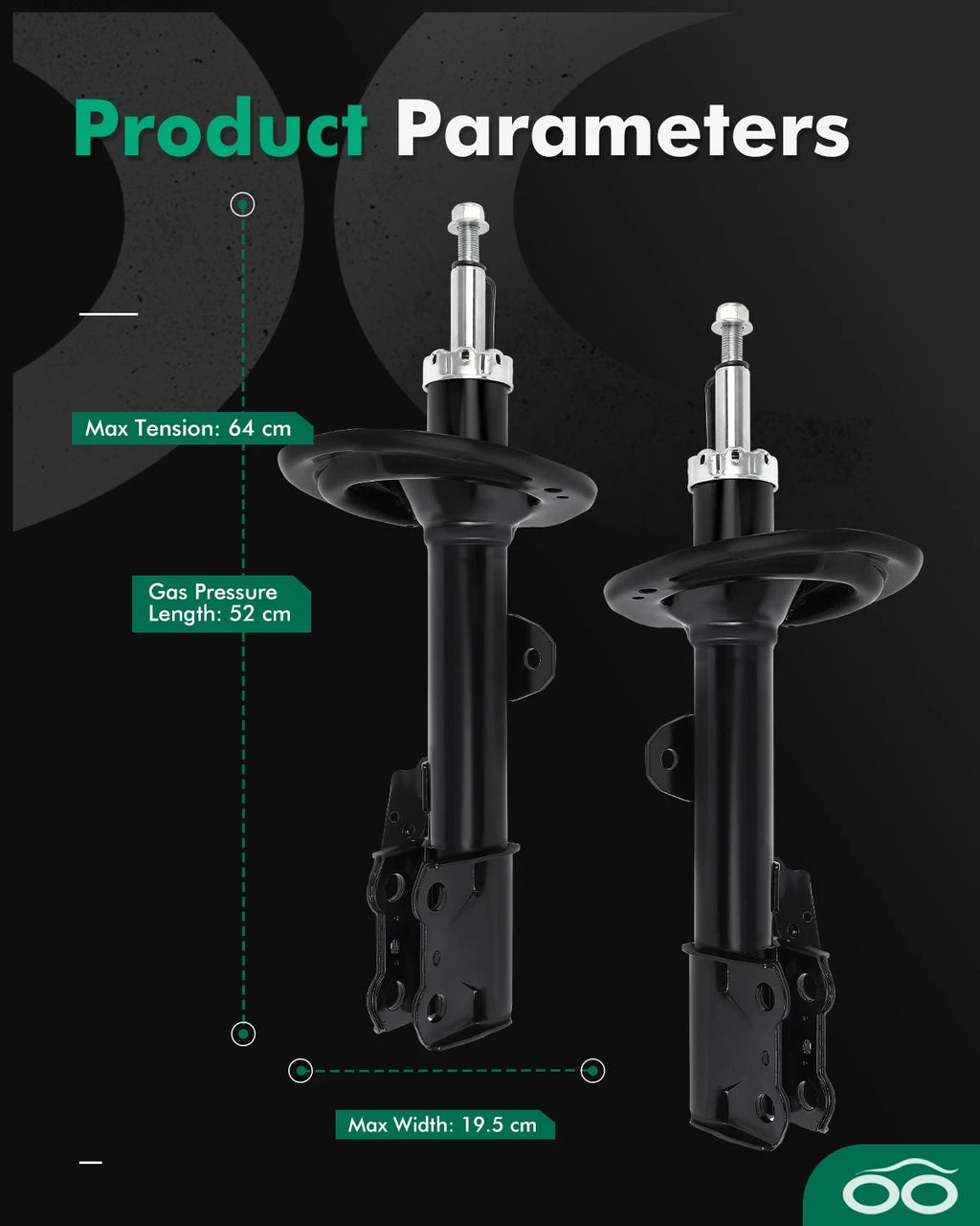 2Pcs Front Shocks Struts for Toyota Highlander (2008–2010)