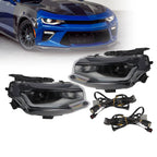 Halogen Projector Headlights w/DRL LED Switchback for Chevy Camaro (2016–2018)