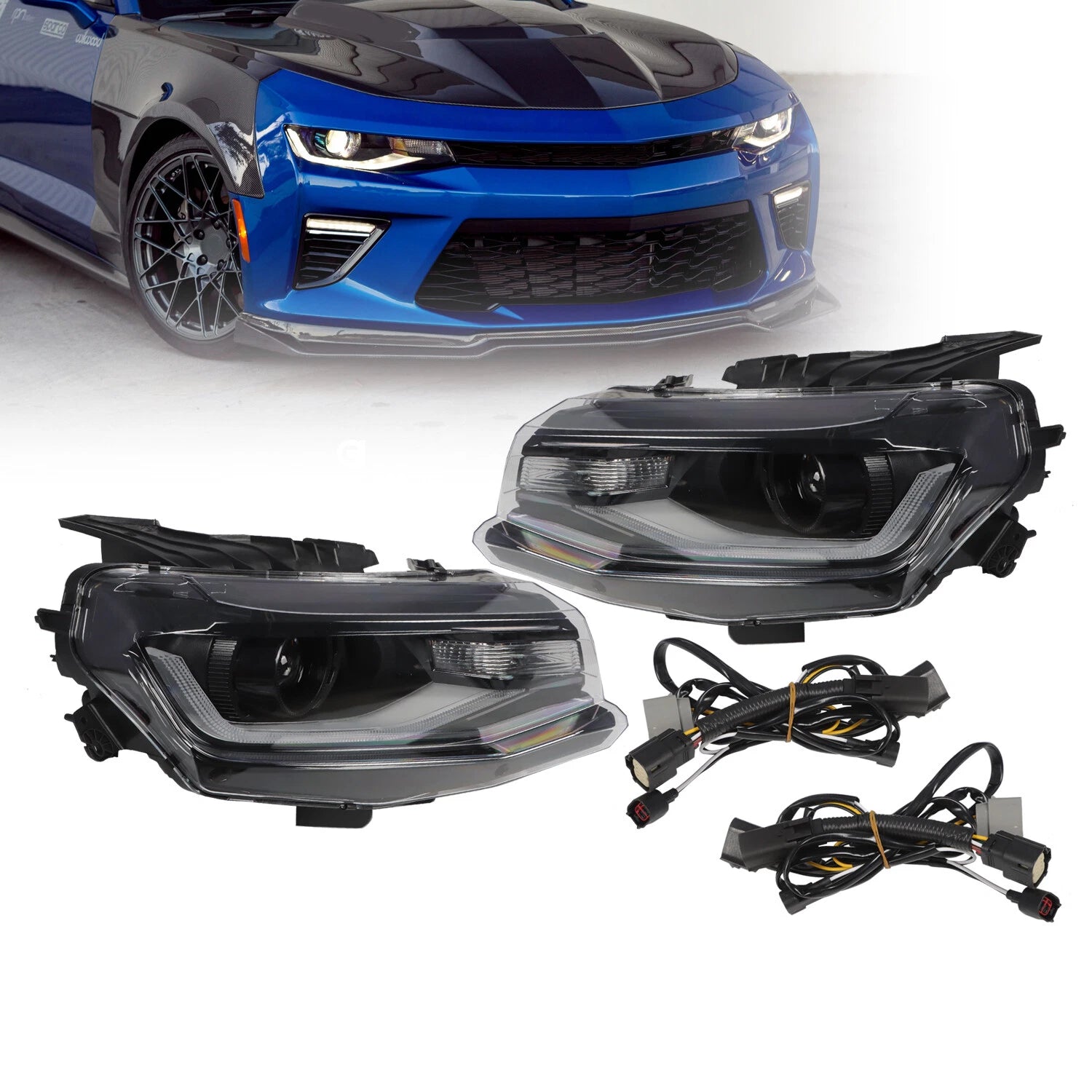 Halogen Projector Headlights w/DRL LED Switchback for Chevy Camaro (2016–2018)