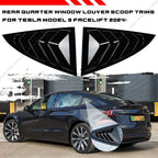 Rear Side Window Glass Louvers Cover Trims for Tesla Model 3 (2024–2025)