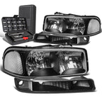 Black Clear Signal Headlights + Bumper Lamps for GMC Sierra (1999–2007)
