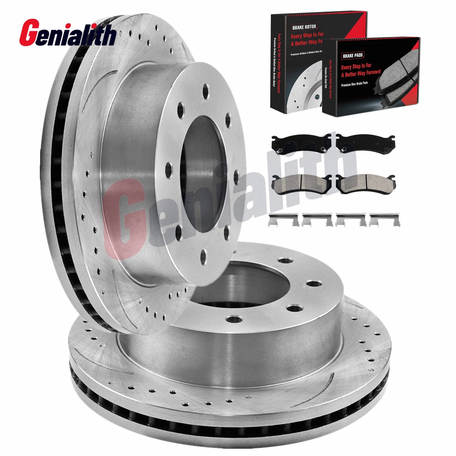 Rear Brake Rotors Ceramic Pads Kit for GMC Sierra 2500 HD (2001–2010) 8 Lug 330mm
