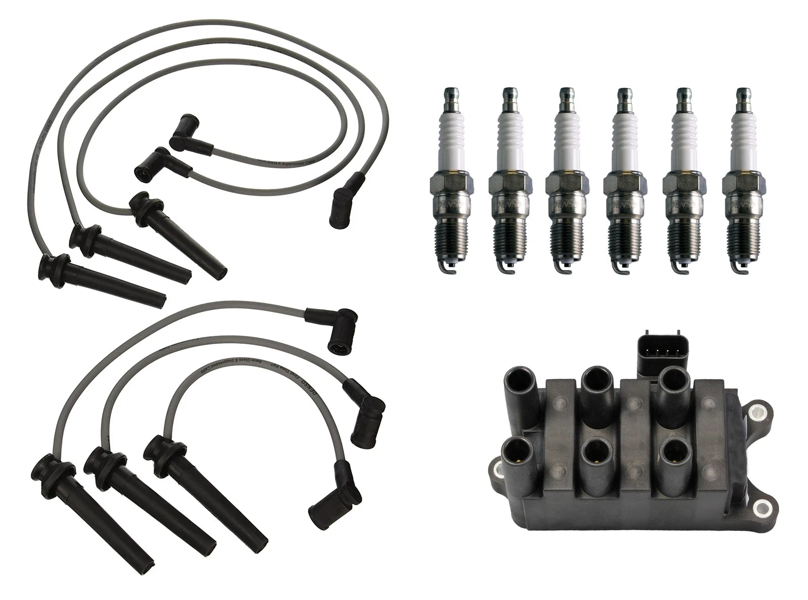 Set of 6 Denso Ignition Coil Wire Spark Plugs for Mazda Mercury