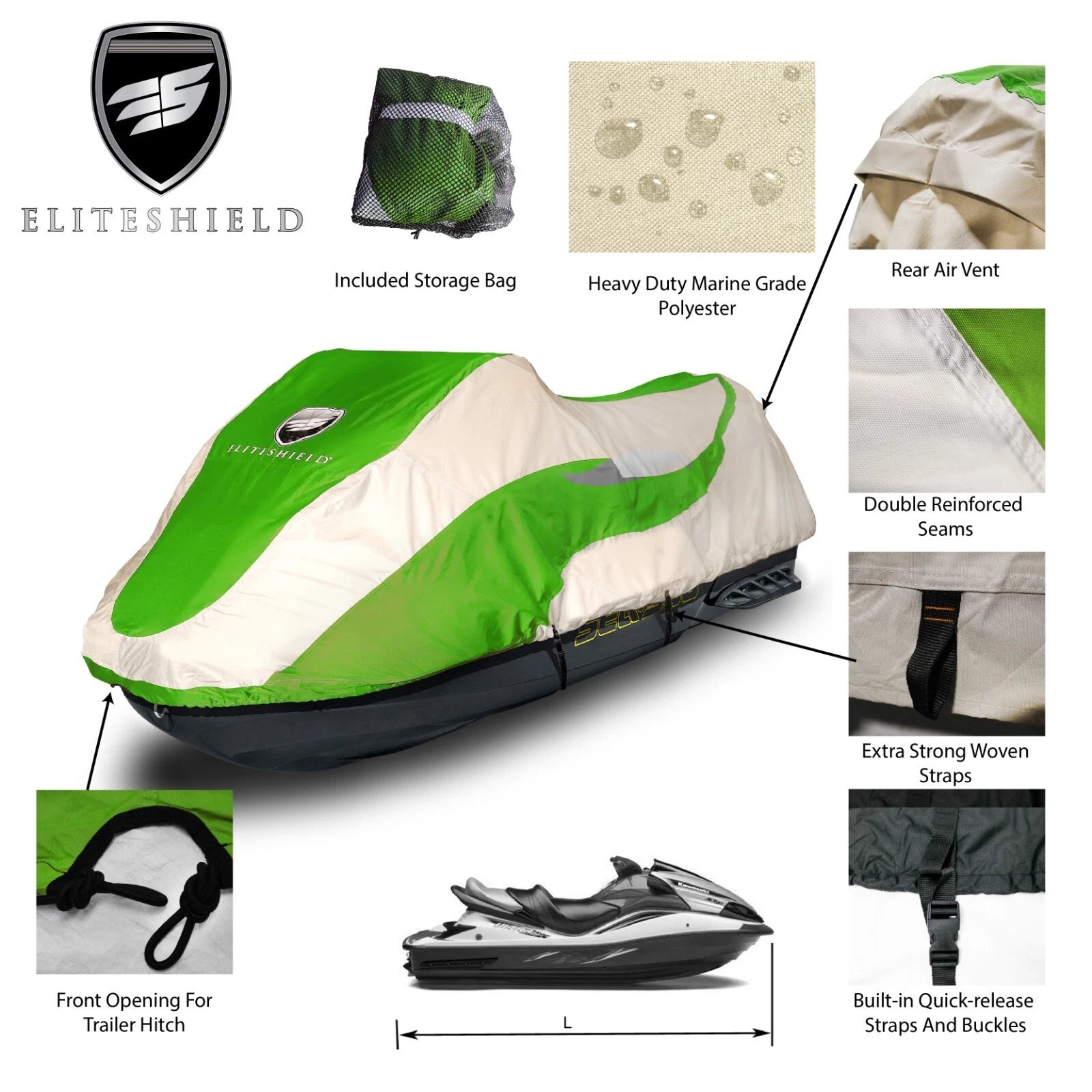 EliteShield Waterproof Trailerable Cover for Kawasaki STX-12F STX-15F (2003–2023)