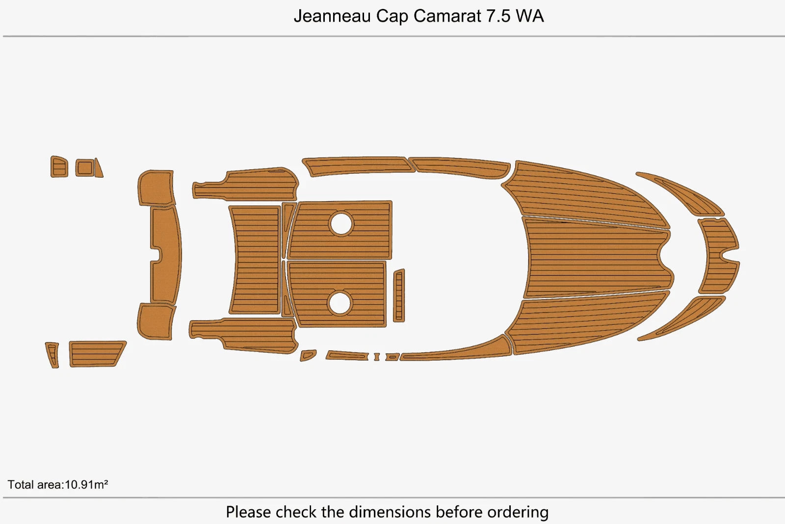 EVA Pads for Jeanneau Cap Camarat 7.5 WA (2015–2023)