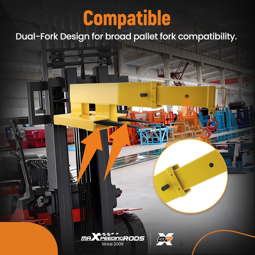 Heavy-Duty Steel Forklift Jib Boom for Adjustable Hooks (47.25"-77")