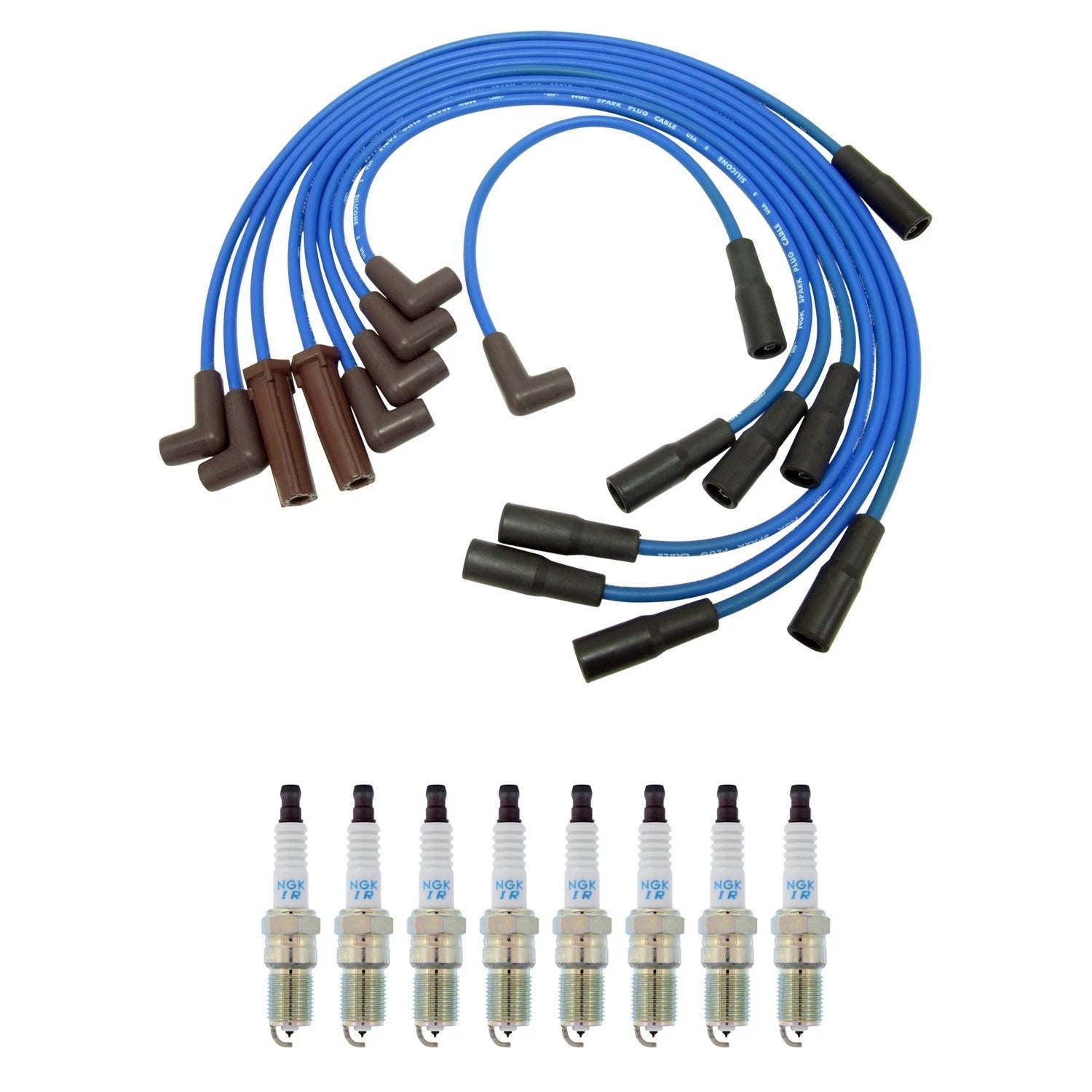 NGK 7mm Wire Set & 8 Iridium Spark Plugs for Chevrolet Corvette (1997–2004)