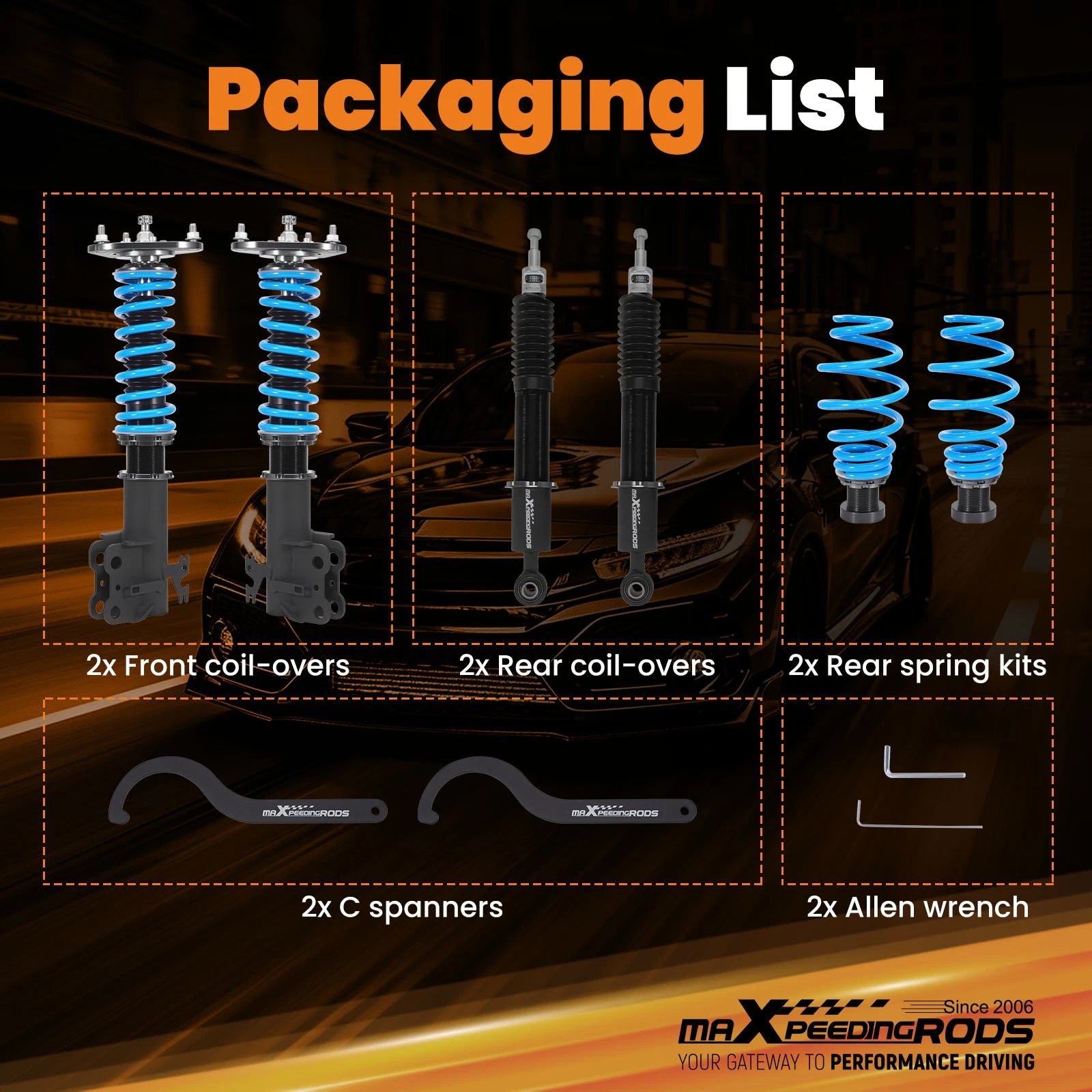 24 Level Adjustable Coilovers for Toyota C-HR (2018-2022)
