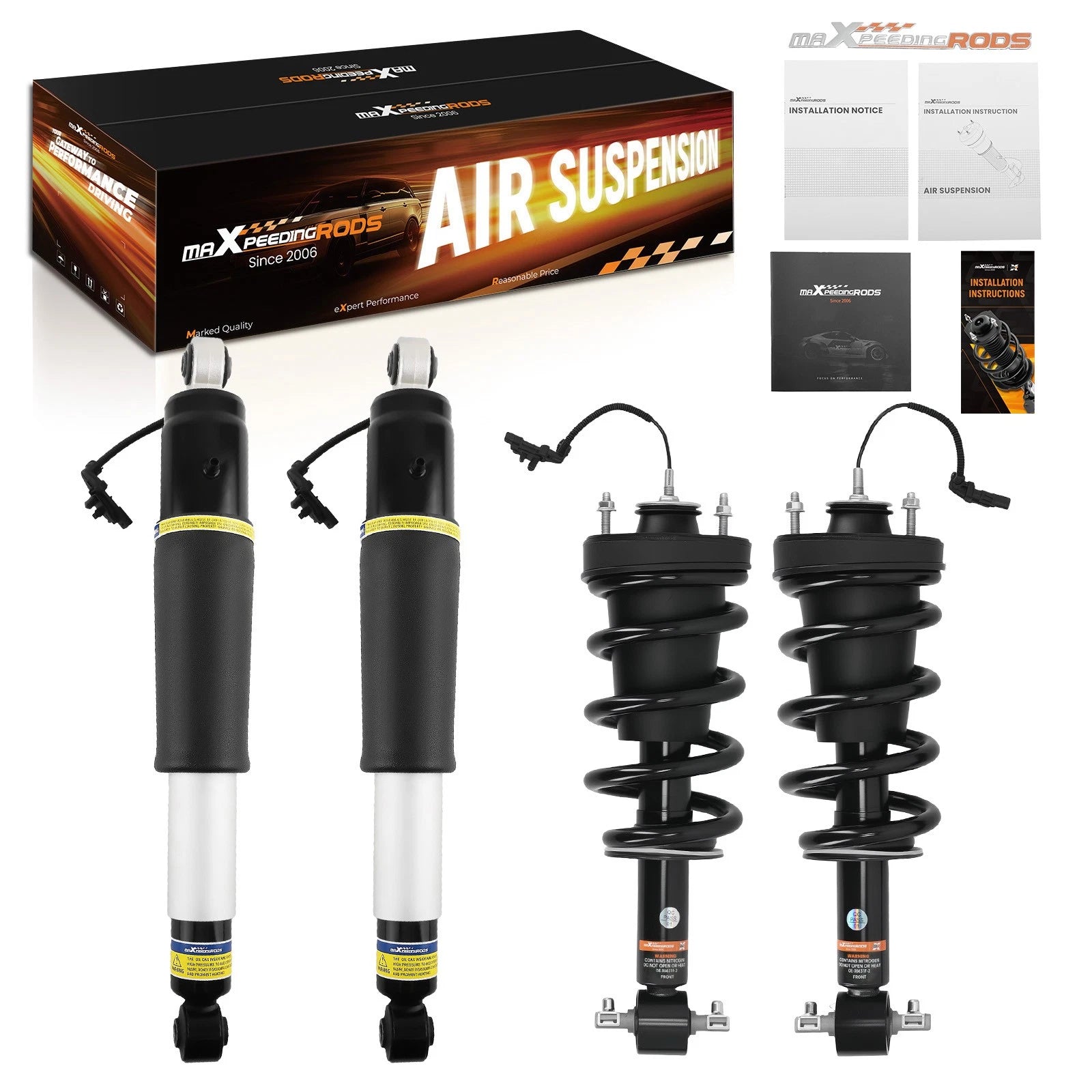 Front Strut Assembly + Rear Shock Absorber for Escalade Suburban Tahoe Yukon (2015–2020)