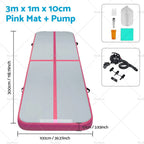 Inflatable Gym Mat Set for Indoor Exercise (Pink)