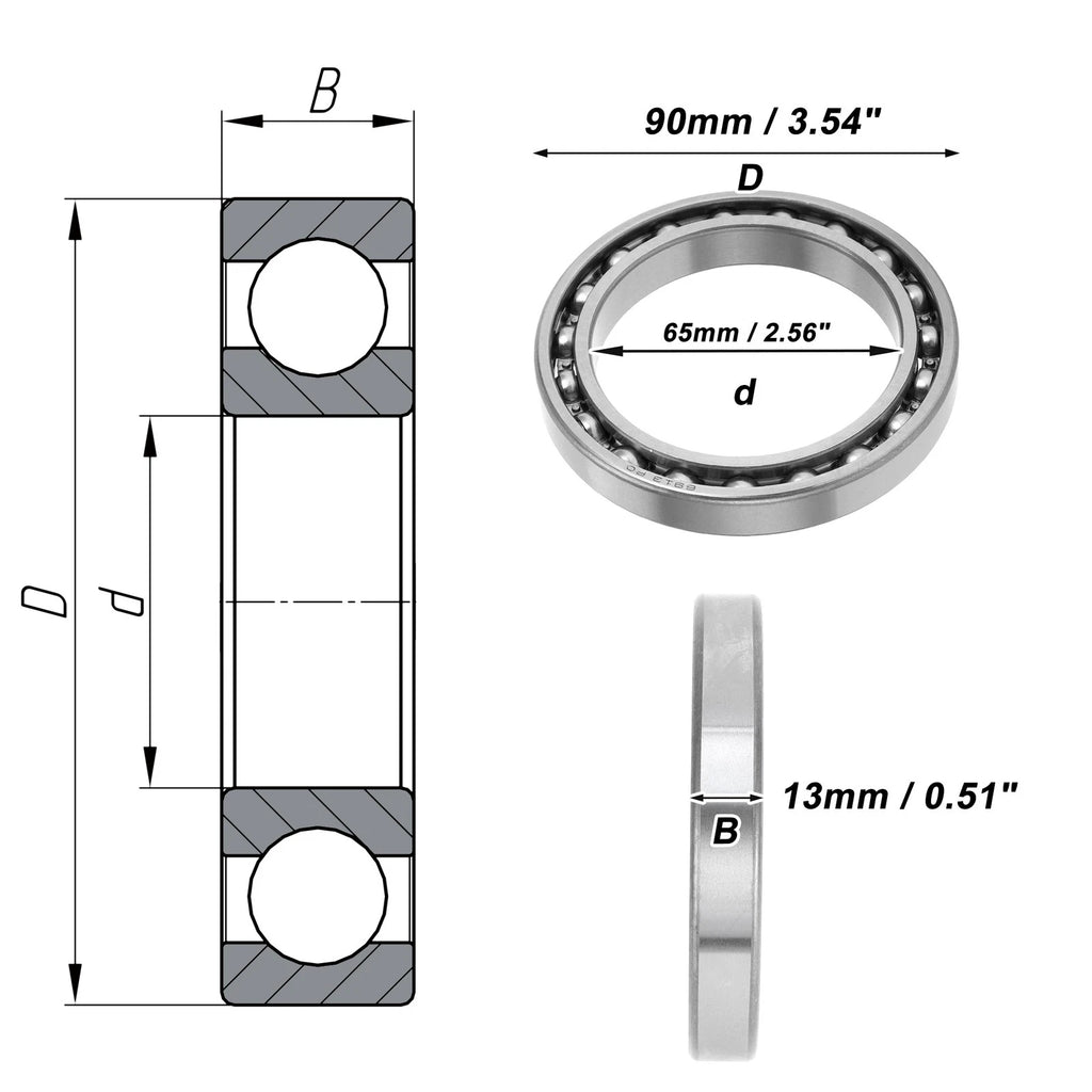 Deep Groove Ball Bearing 65x90x13mm for Scooter Skateboard (P0)