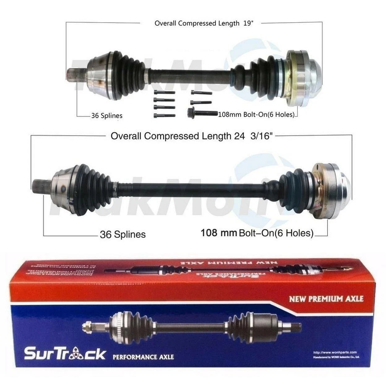 Surtrack Front CV Axle Shaft Kit for Audi TT Quattro (2002)