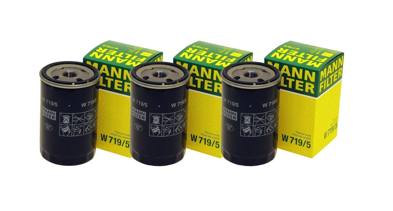 Set of 3 Engine Oil Filters W 719/5 for Audi Volkswagen Porsche