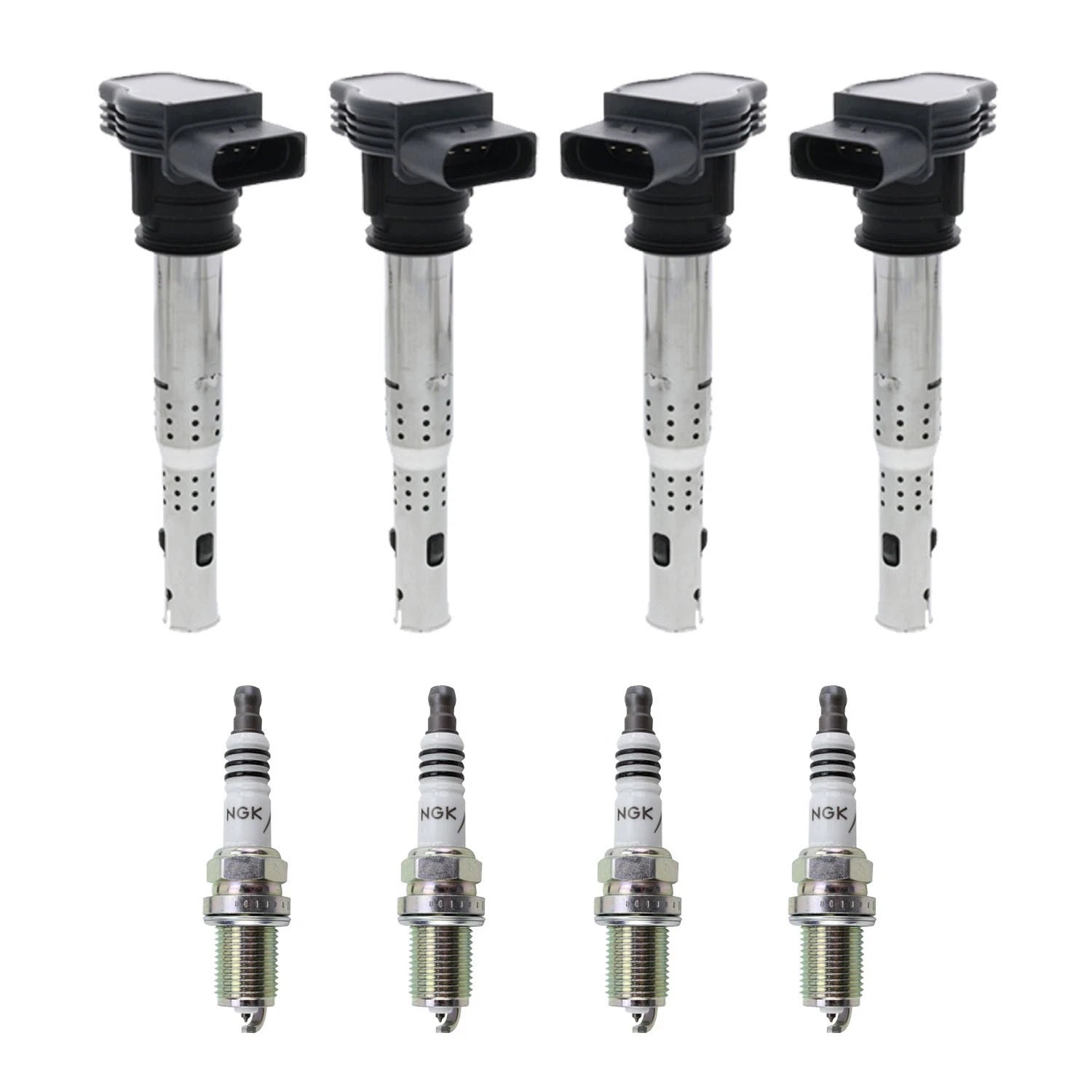 Set of 4 Ignition Coils & NGK Iridium IX Spark Plugs for Audi VW 2.0L L4