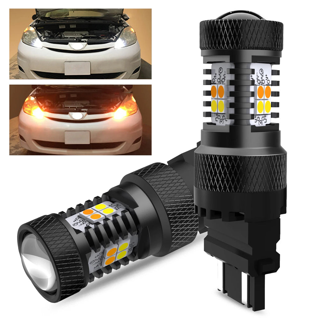 2X Switchback 3157 LED White/Amber Turn Signal Bulbs for Make Model 
