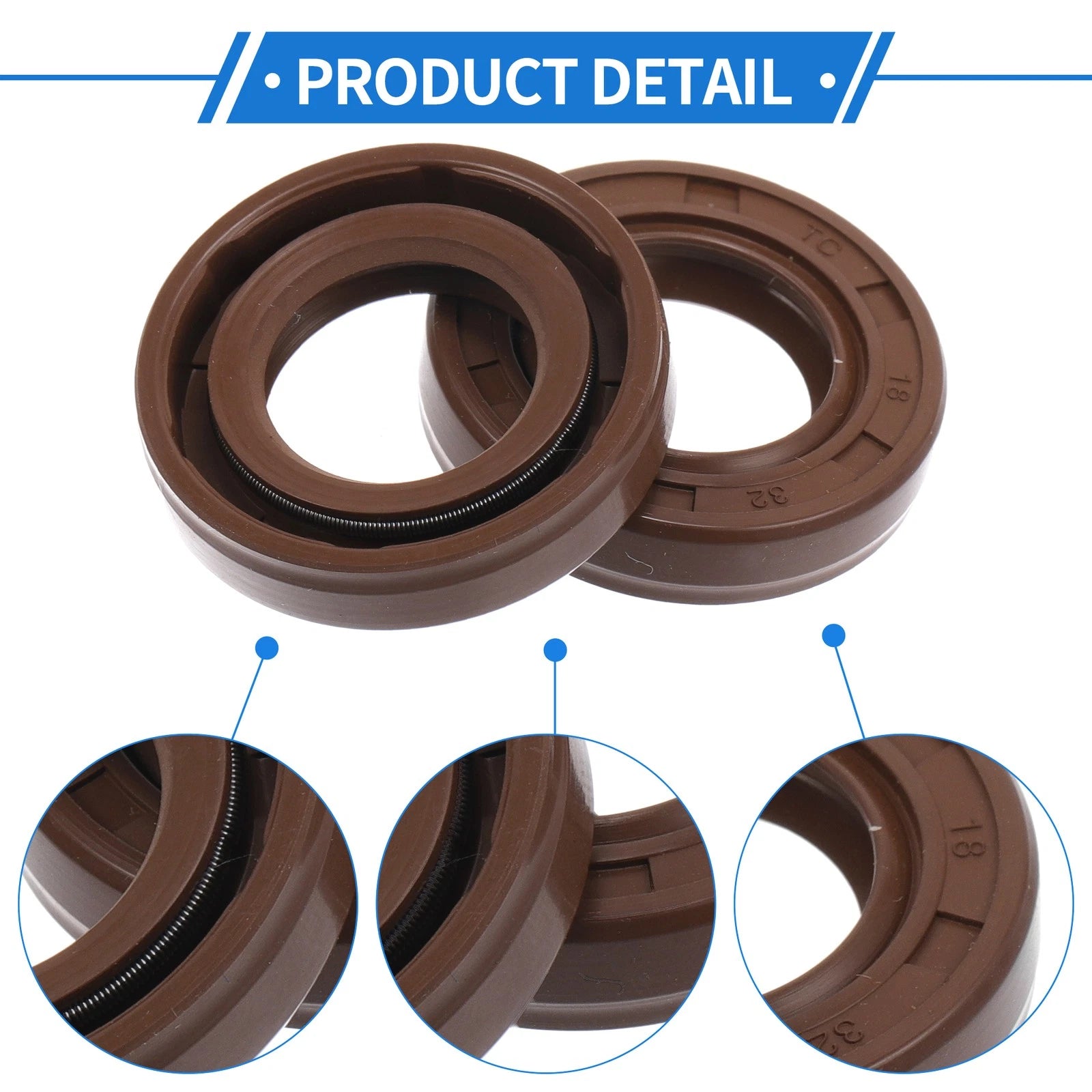 Set of 2 Oil Seal Rotary Shaft Seal FKM Rubber 18x32x7mm