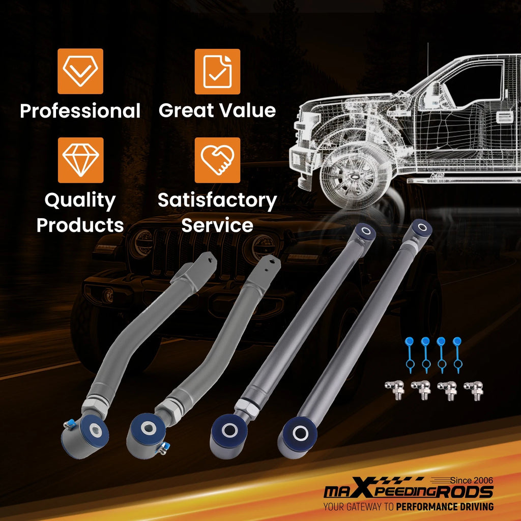 Set of 4 Adjustable Control Arms 2-4" for Jeep Wrangler JL JLU (2018–Present)