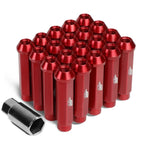 Set of 20 J2 7075 Forged Aluminum M12x1.5 Open-End Lug Nuts w/Adapter Red