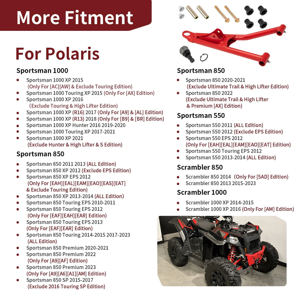 Front Right Upper A-Arm Kit for Polaris Sportsman 1000 Touring (2015–2021)
