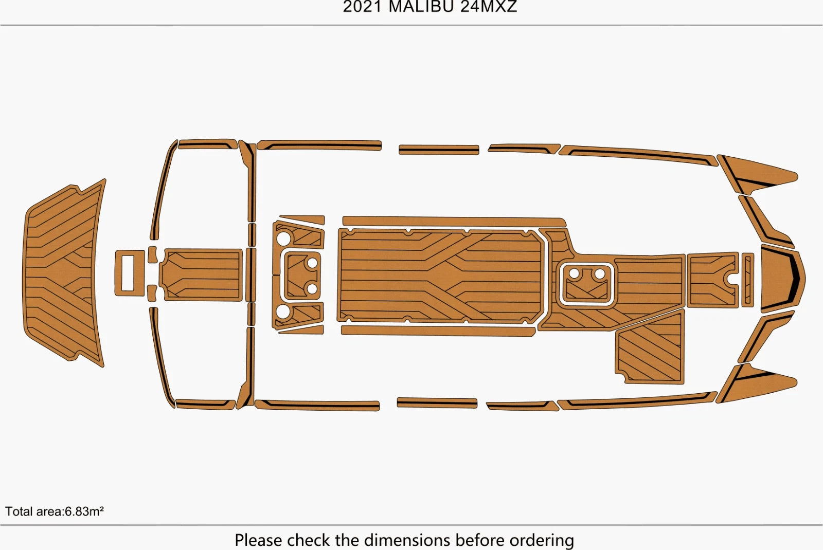 EVA Pads for Malibu 24 MXZ (2021) - Teak Faux Flooring Mat