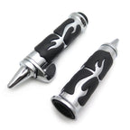 1 Pair Chrome Flame Spike Hand Grip Throttle Boss for Harley Dyna Touring (–)
