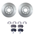 Hella Rear Rotors & Low-Met Disc Brake Pad Kit for Audi Q3 (2015–2020) & VW CC, Passat, Tiguan (2012–2019)