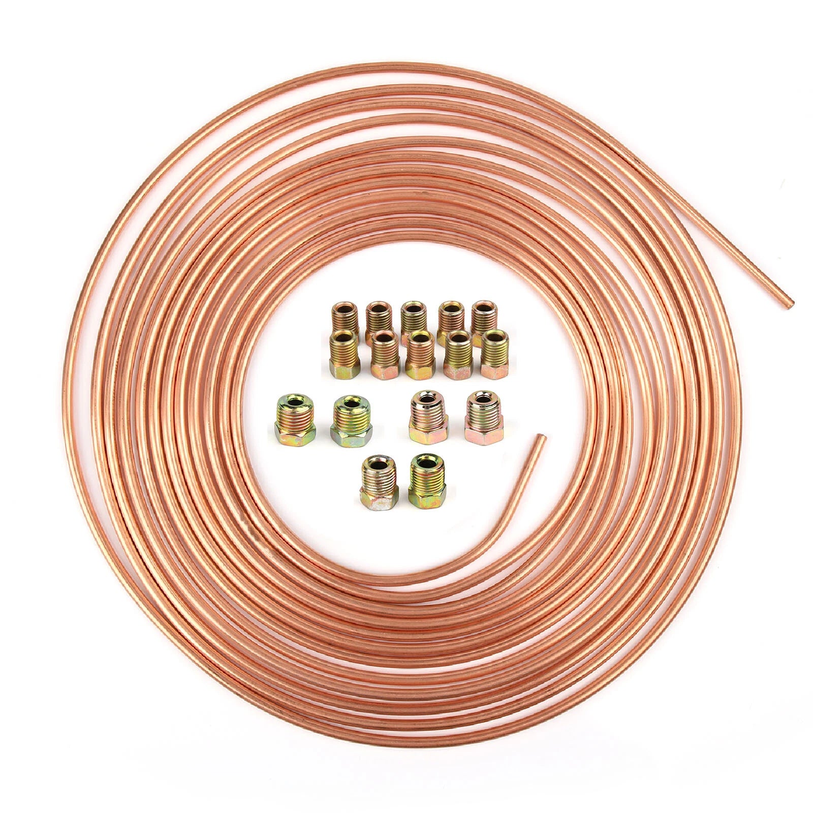 Copper Plated Brake Line Tubing Kit for All Vehicles (25 Ft Coil)