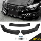 3-Piece Front Bumper Body Kit Spoiler Lip for Honda Civic (2016–2020)