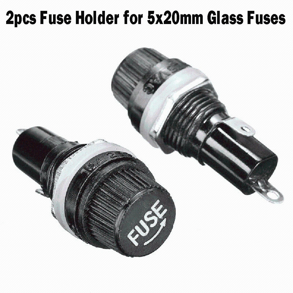 2Pcs Fuse Holders for Glass Tube Fuses 10A 5x20mm Panel Mount