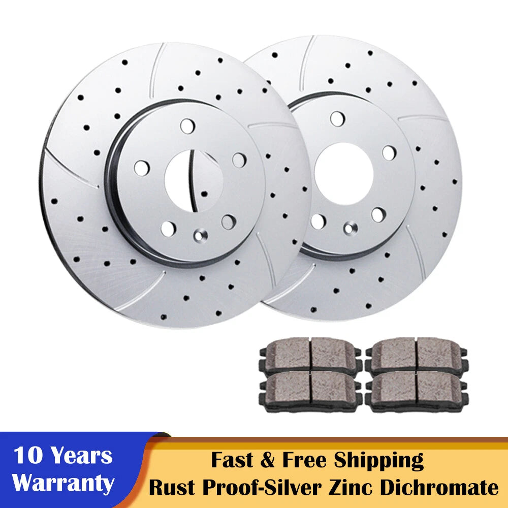 Front Slotted Rotors & Ceramic Pads for Chevy Equinox Impala Malibu (YYYY–YYYY)