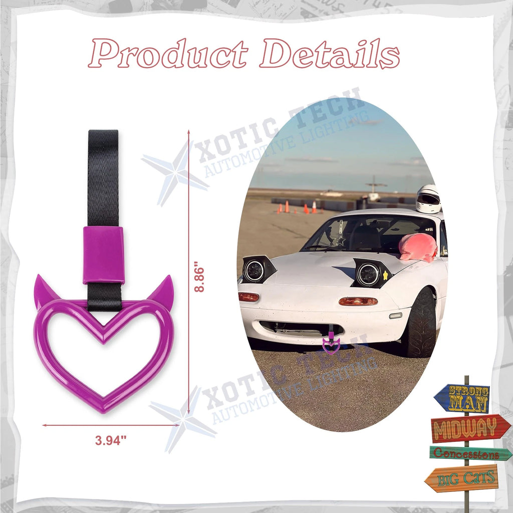 Purple Tsurikawa Devil Heart Shaped Japanese Car Warning Handle Ring for Subway Bus (2024-2026)