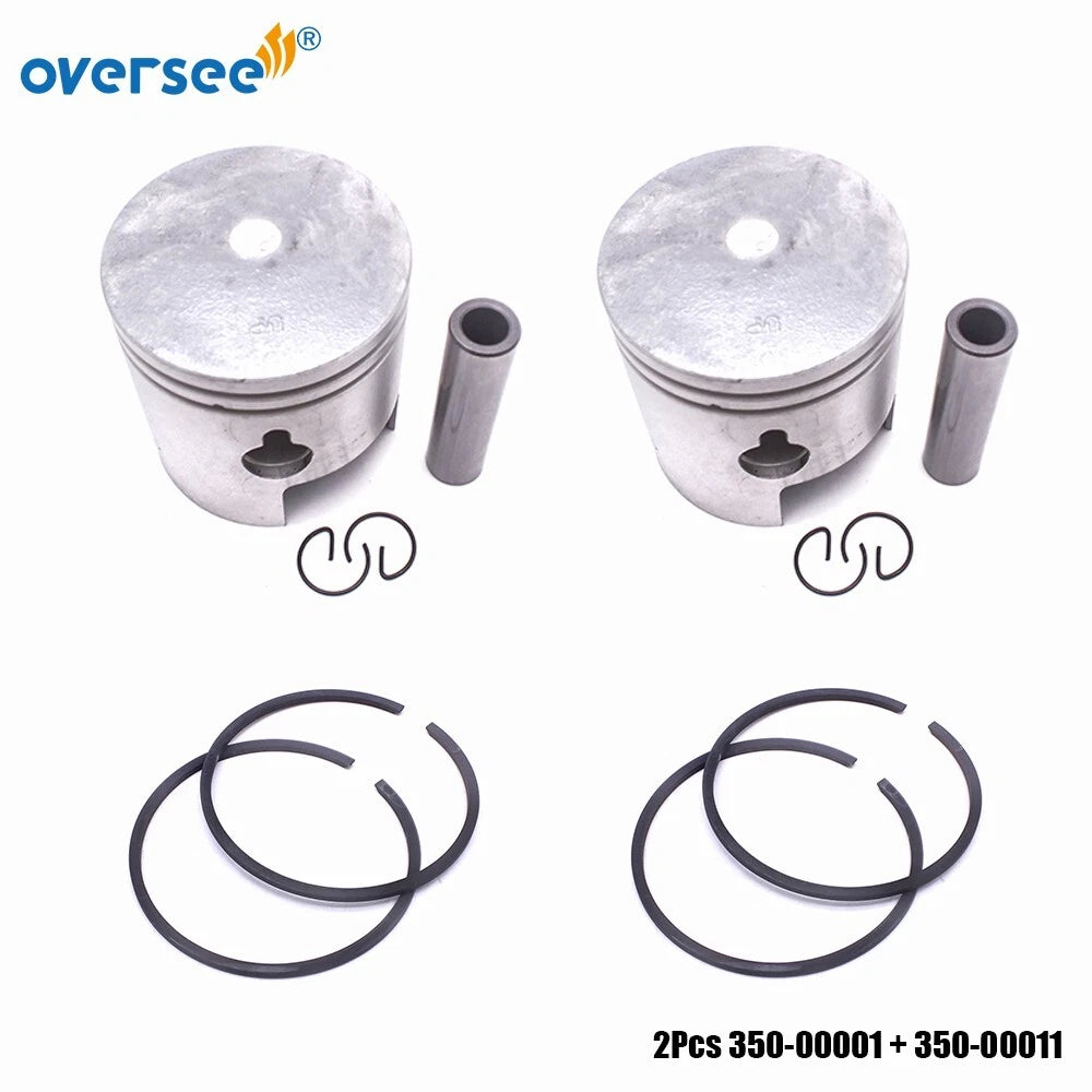 2Pcs Piston STD 350-00001 & Ring Set 350-00011 for Tohatsu Outboard (9.9-18HP)
