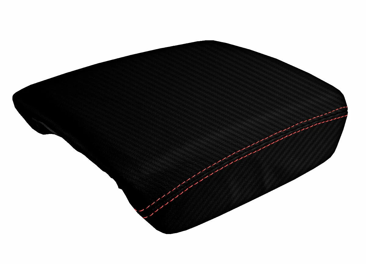 Console Lid Armrest Cover for Honda Ridgeline (2006–2014) Carbon Fiber Red Stitch