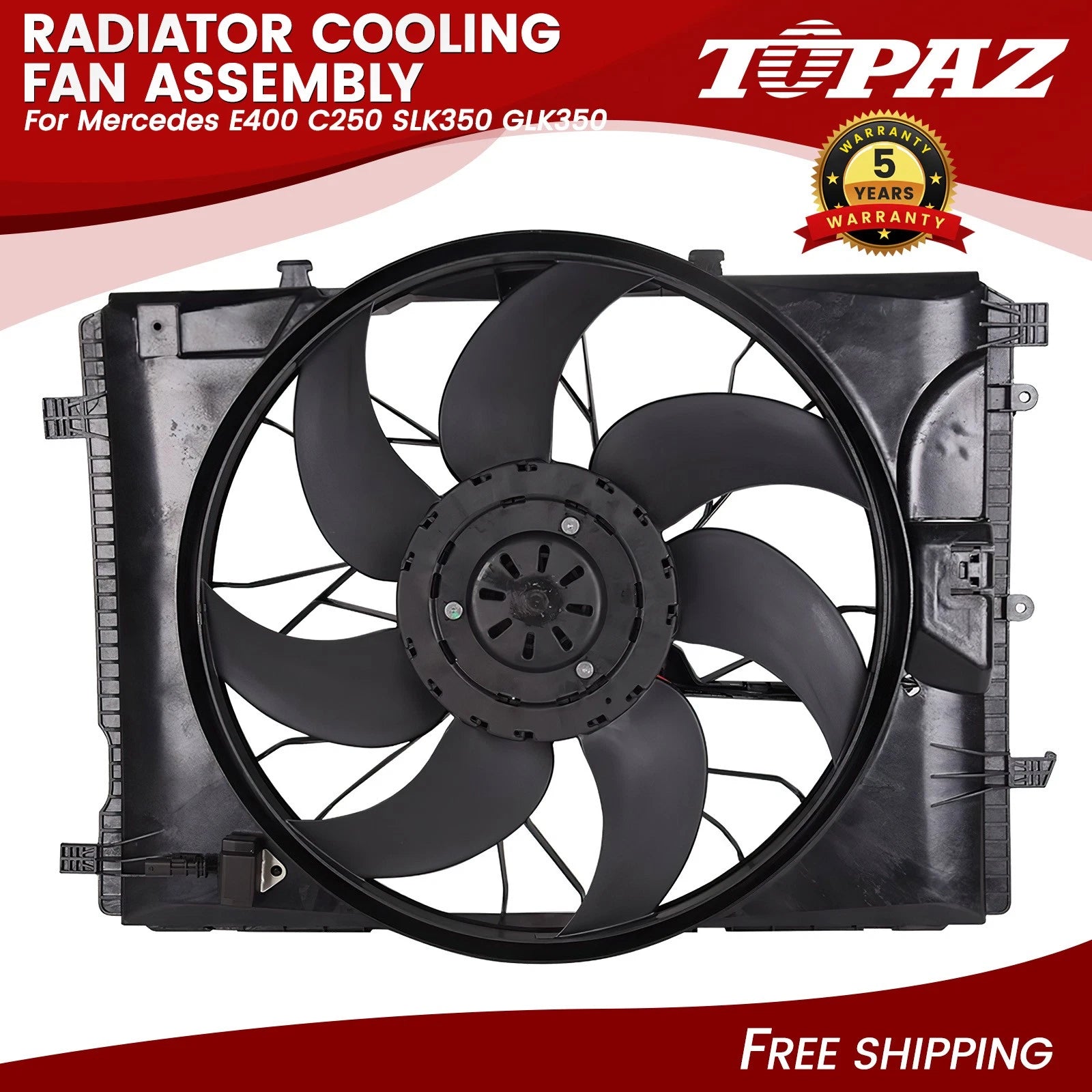 Radiator Cooling Fan Assembly for Mercedes E400 C250 SLK350 GLK350 (2010–2016)