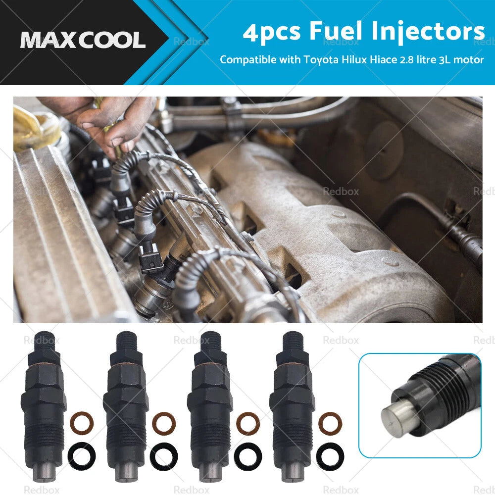 4X Diesel Fuel Injectors for Toyota Hilux Hiace 2.8L 3L (1989–2000)