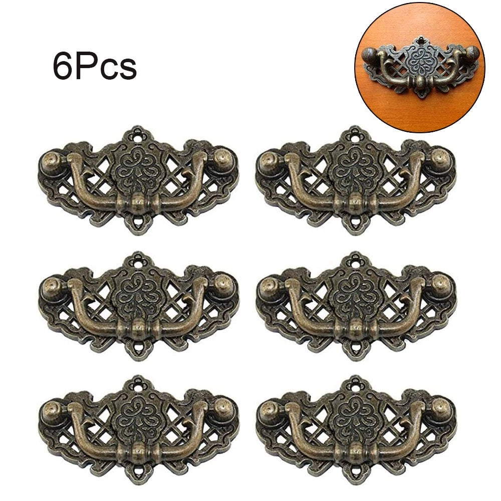 Set of 6 Vintage Door Pull Handles for Kitchen Cabinet Drawer (67mm x 38mm)