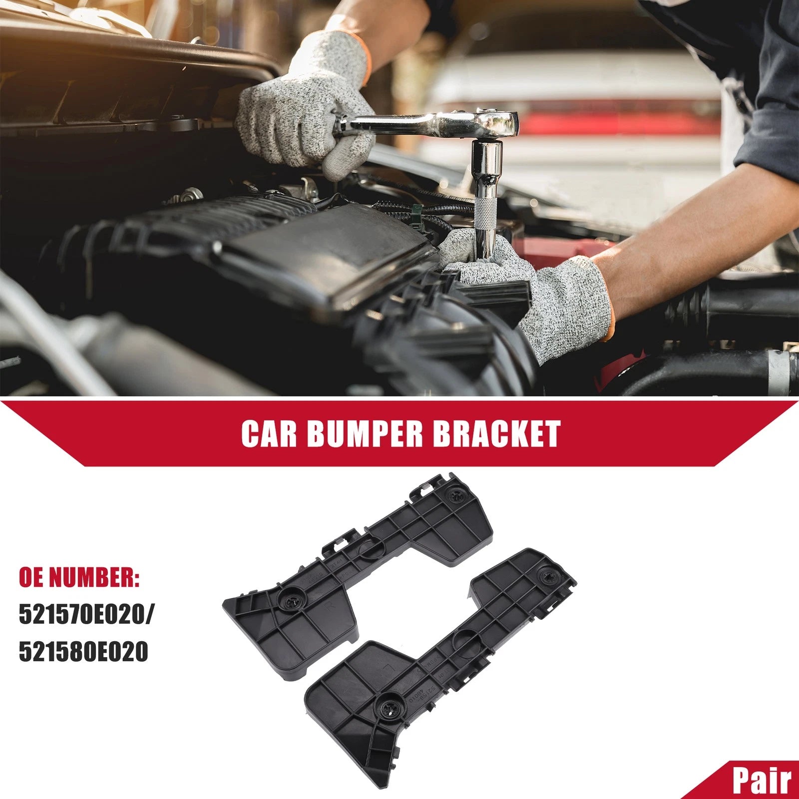 Pair Rear Bumper Bracket for Toyota Highlander (2008–2013) 521570E020/521580E020