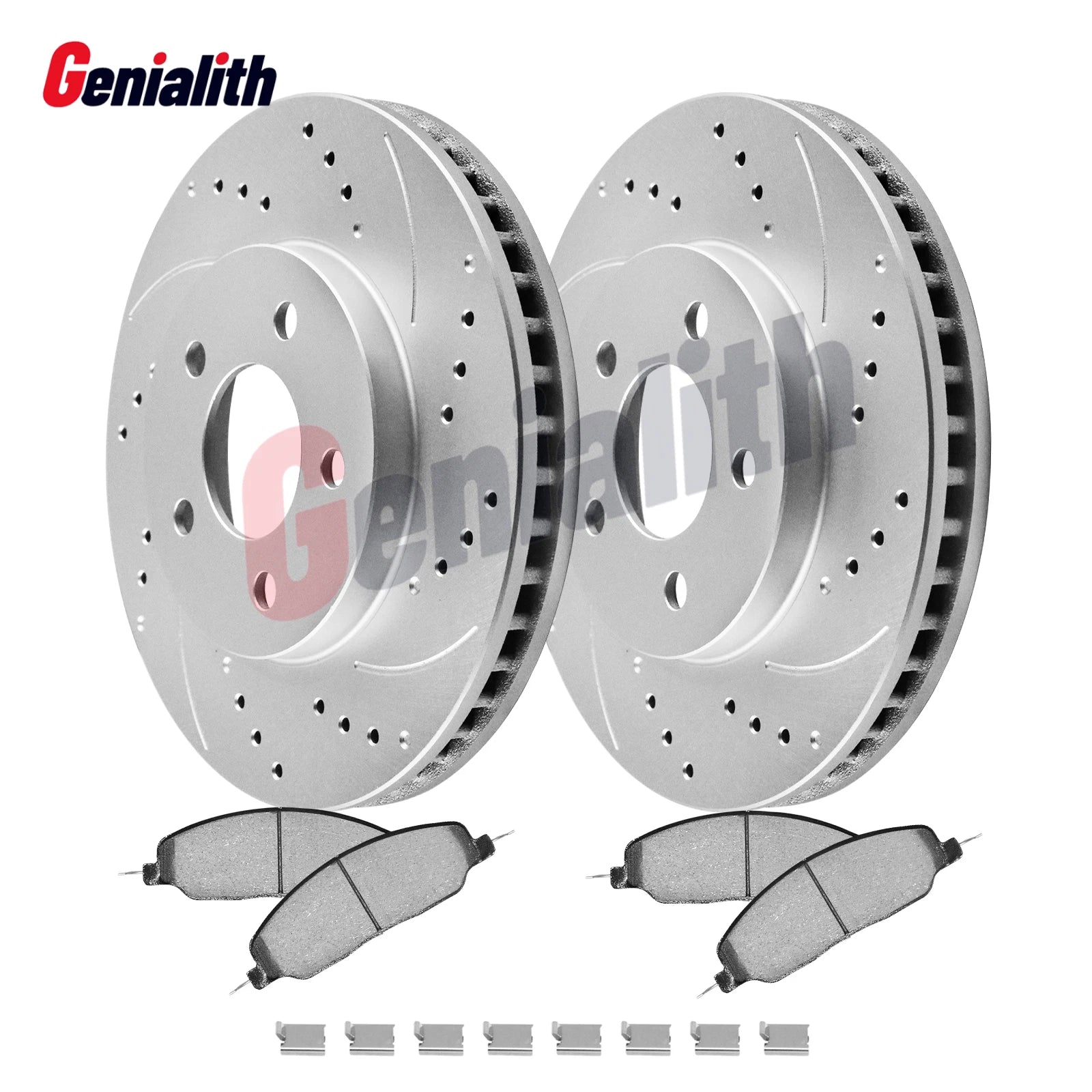 Set of 2 Front Drilled Brake Rotors & Ceramic Pads for Ford Mustang (2005–2010)