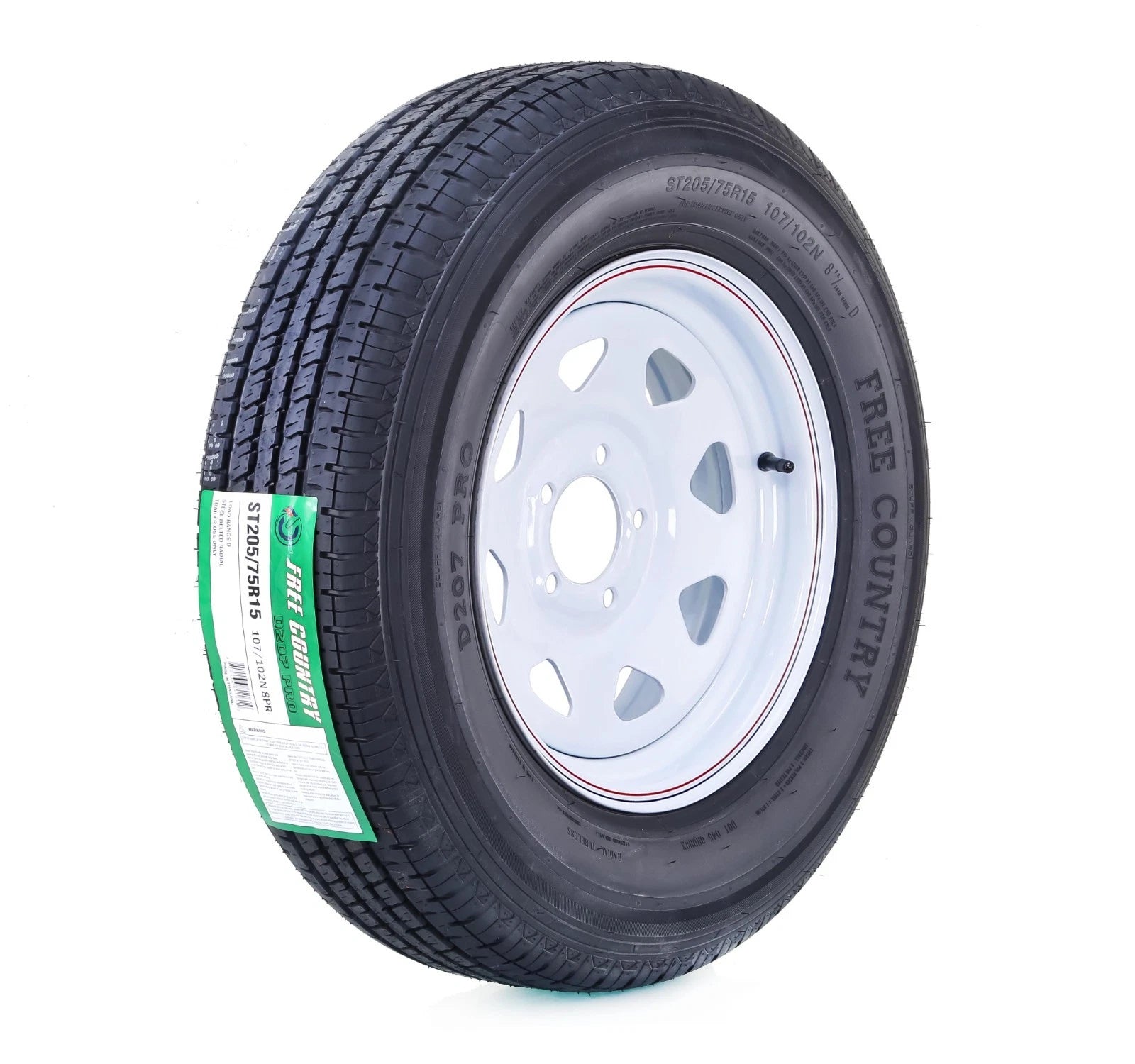 Free Country Trailer Tire Rim ST205/75R15 8-Ply D 107M 5 Lug for Trailer