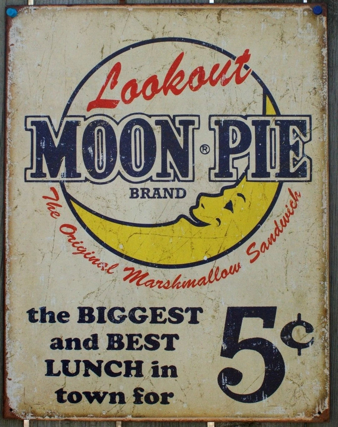 Vintage Replica Tin Metal Sign MOON Pie 1801