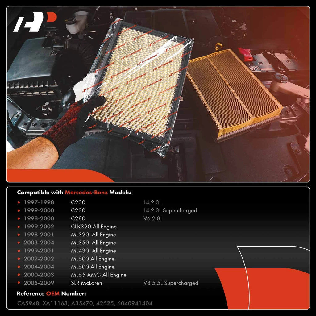 2X Engine Air Filter for Mercedes-Benz C230 C280 ML320 ML350 (1997-2000)