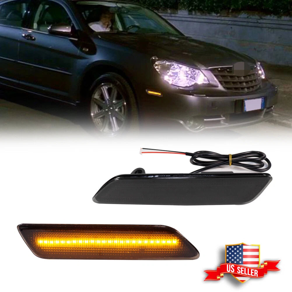 Smoked Amber LED Front Side Marker Reflectors for Chrysler Sebring (2007–2010)